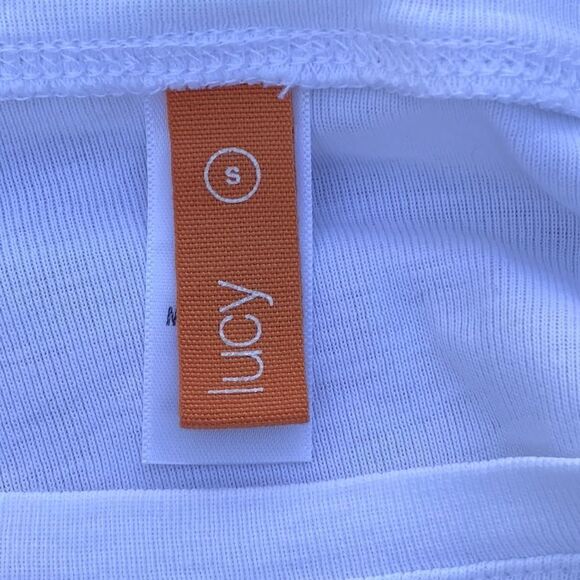 Lucy "Cabin Bound" White and Blue Graphic Long Sleeve Tee. Size Small.  EUC! - Picture 3 of 4